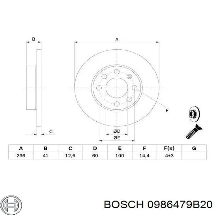 Диск гальмівний передній 0986479B20 Bosch