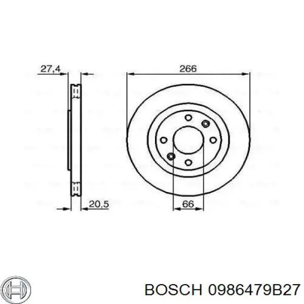 0986479B27 Bosch диск тормозной передний