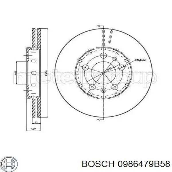 Передние тормозные диски 0986479B58 Bosch