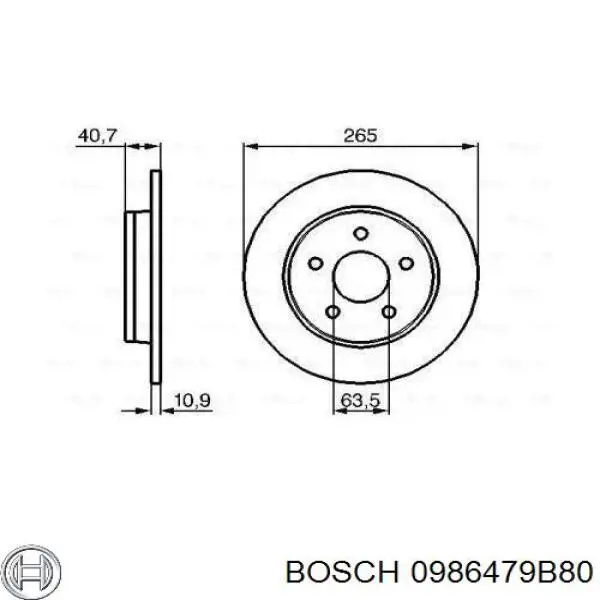 0 986 479 B80 Bosch диск тормозной задний