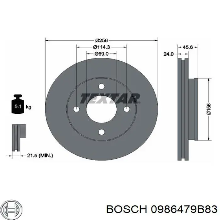 Передние тормозные диски 0986479B83 Bosch