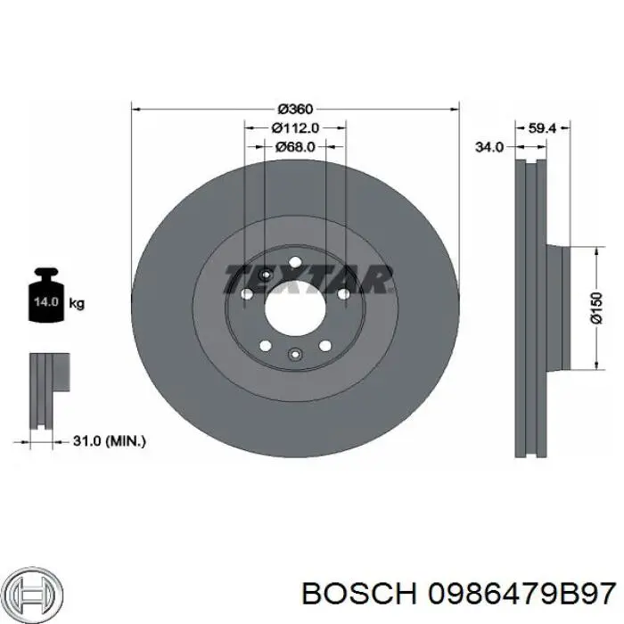 Купить 0986479B97 Bosch Ротор тормозной