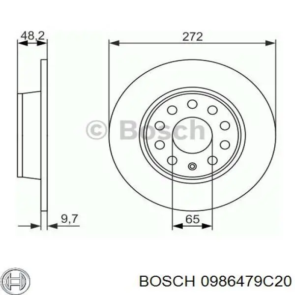 0986479C20 Bosch диск тормозной задний