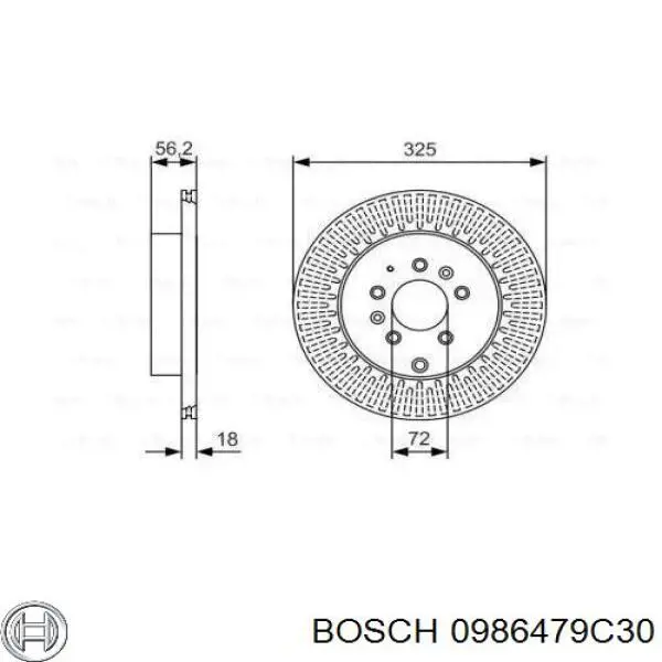 0986479C30 Bosch диск тормозной задний