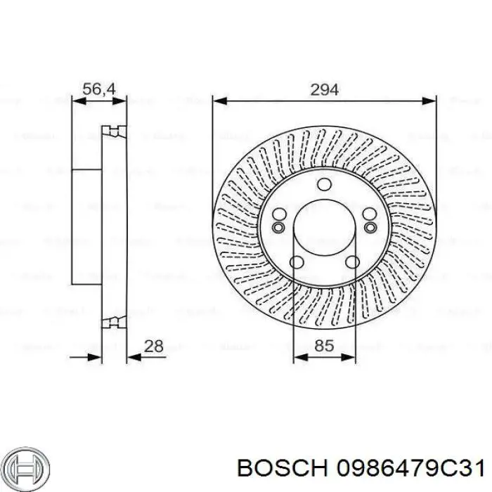 0986479C31 Bosch disco do freio dianteiro