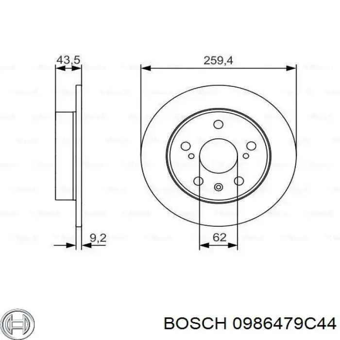 0986479C44 Bosch disco do freio traseiro