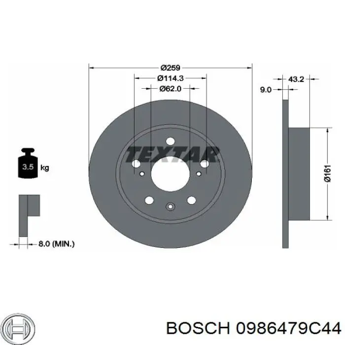 0986479C44 Bosch Дисковый тормоз
