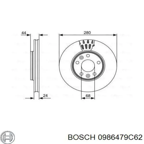 0986479C62 Bosch disco do freio dianteiro