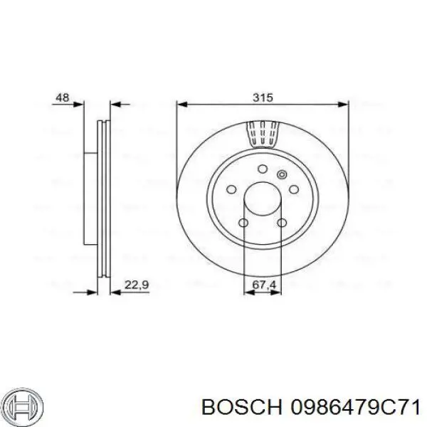 Тормозные диски 0986479C71 Bosch