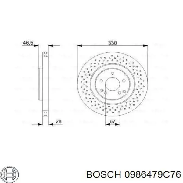 Передние тормозные диски 0986479C76 Bosch