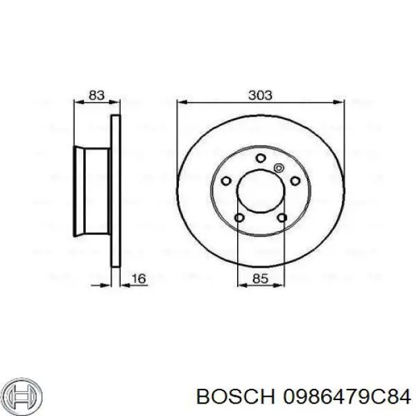 Передние тормозные диски 0986479C84 Bosch