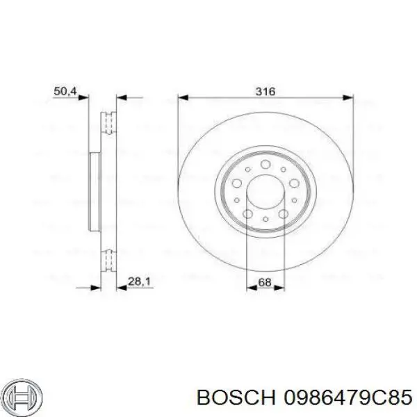 Передние тормозные диски 0986479C85 Bosch