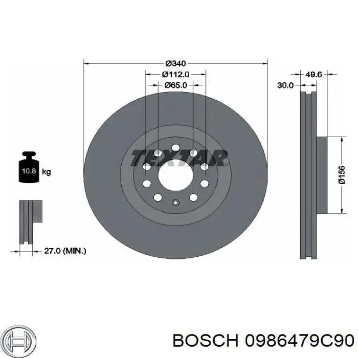 Тормоз дисковый передний Bosch 0986479C90 цена, от 105.76 USD