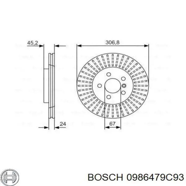 0986479C93 Bosch disco do freio dianteiro
