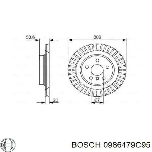 0986479C95 Bosch disco do freio traseiro