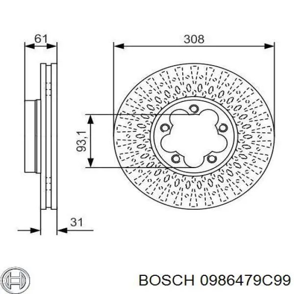 Передние тормозные диски 0986479C99 Bosch