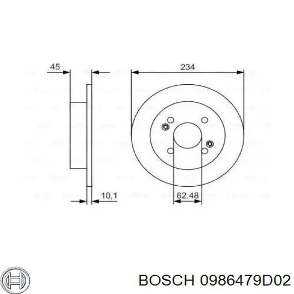 0986479D02 Bosch disco do freio traseiro