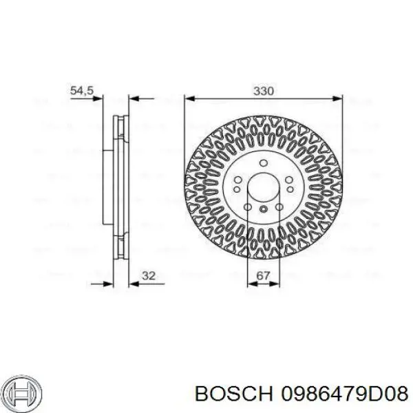 0986479D08 Bosch disco do freio dianteiro