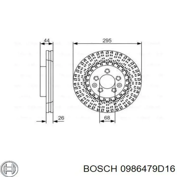 0986479D16 Bosch disco do freio dianteiro