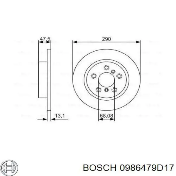 0986479D17 Bosch диск тормозной задний