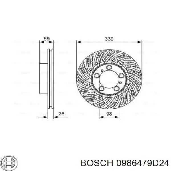 Передние тормозные диски 0986479D24 Bosch