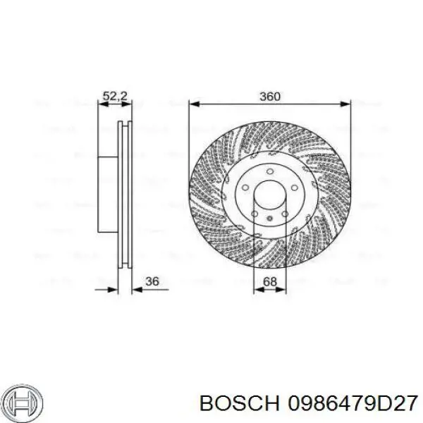 0986479D27 Bosch disco do freio dianteiro