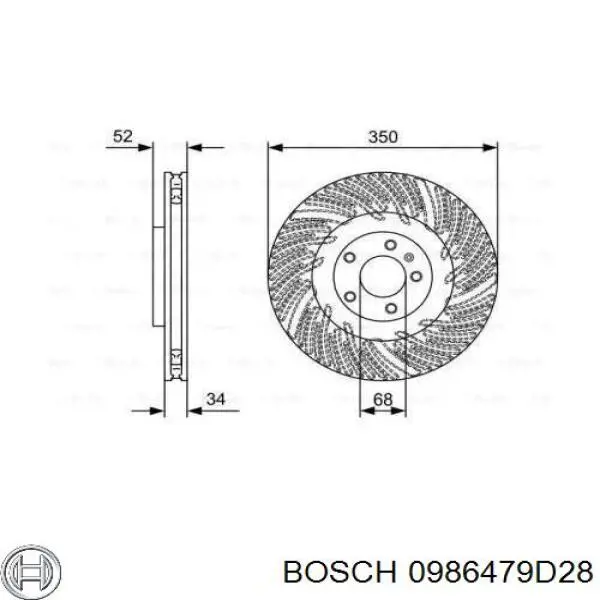 0986479D28 Bosch disco do freio dianteiro