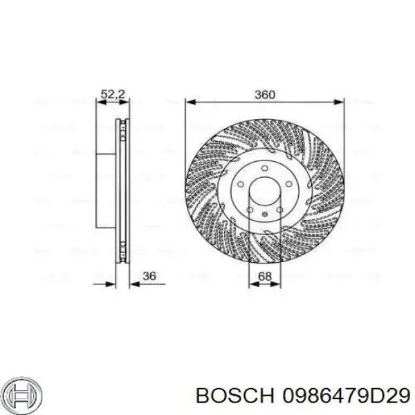 0986479D29 Bosch disco do freio dianteiro