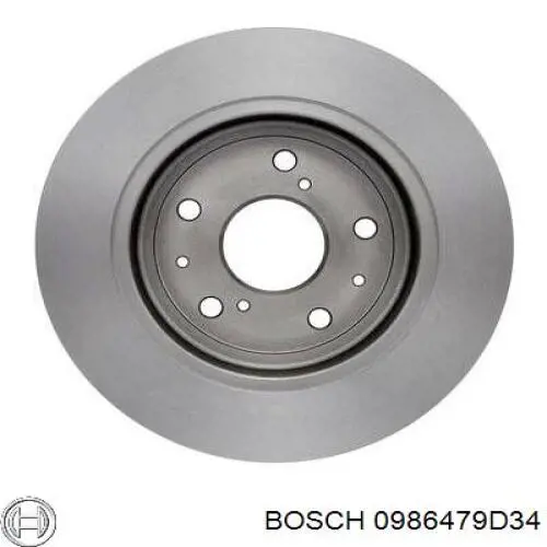 Disco de freno trasero 0986479D34 Bosch