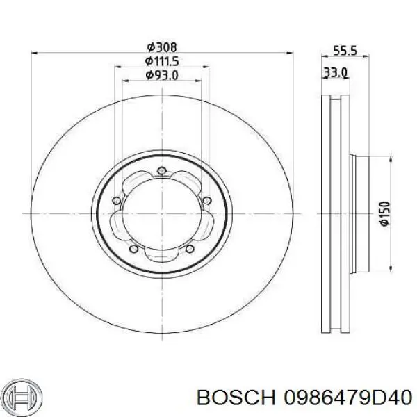 Тормоз дисковый передний Bosch 0986479D40 цена, от 60.64 USD