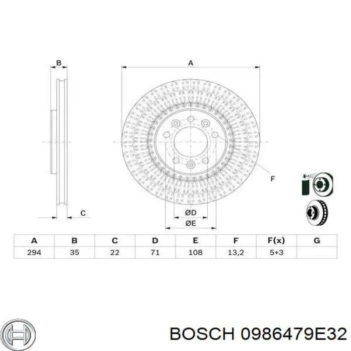 Тормозные диски 0986479E32 Bosch