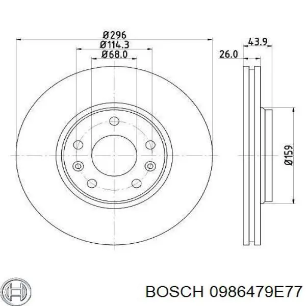 Передние тормозные диски 0986479E77 Bosch