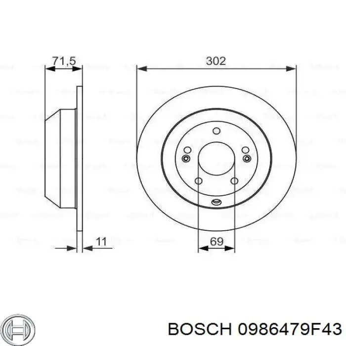 Купить 0986479F43 Bosch Диск тормозной задний