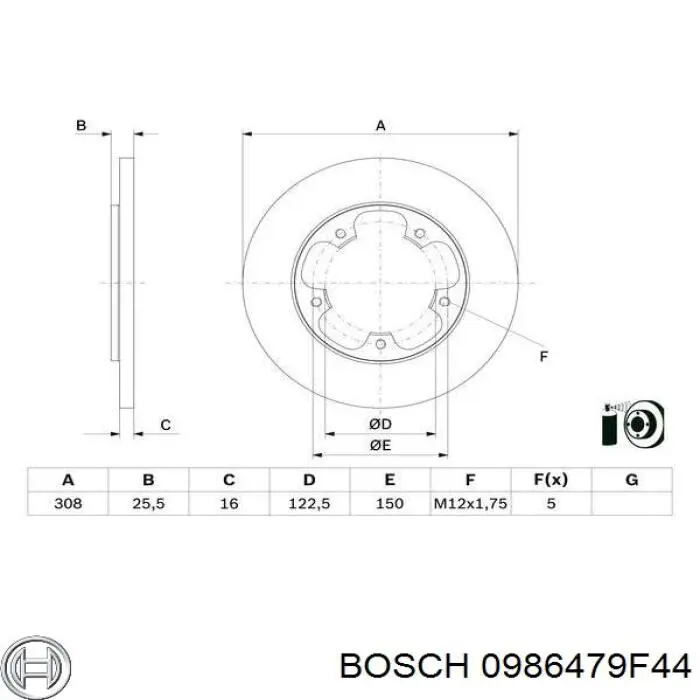 Тормозные диски 0986479F44 Bosch