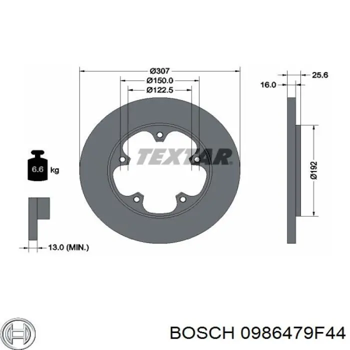 Задний тормозной диск Bosch 0986479F44 цена, от 51.57 USD