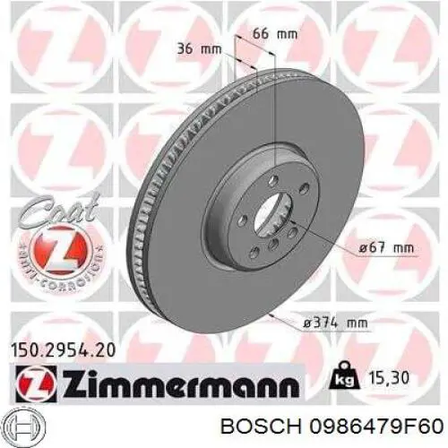 0986479F60 Bosch тормозные диски