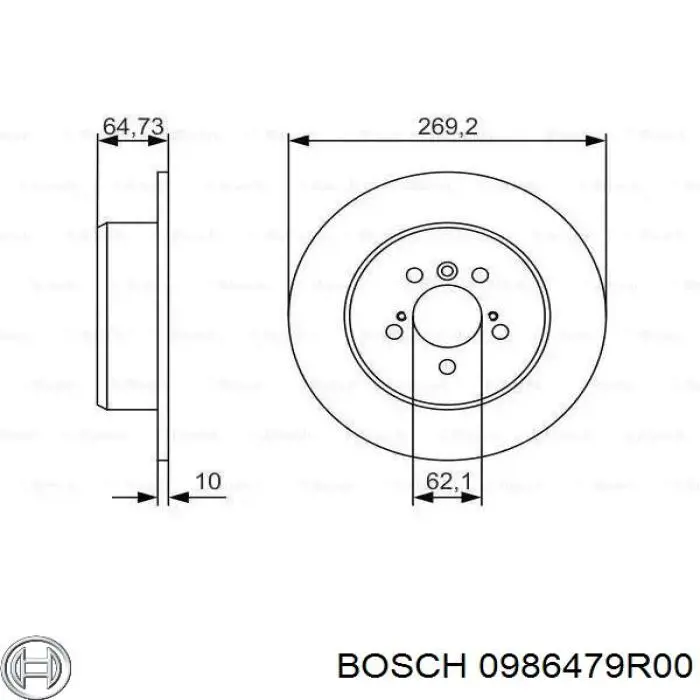 0986479R00 Bosch диск тормозной задний