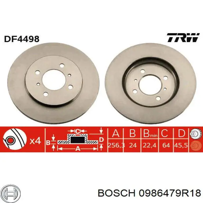 Передние тормозные диски 0986479R18 Bosch