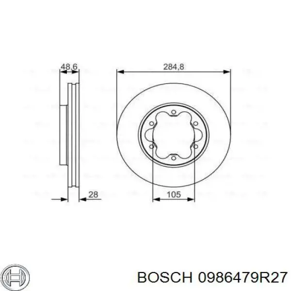 Передние тормозные диски 0986479R27 Bosch