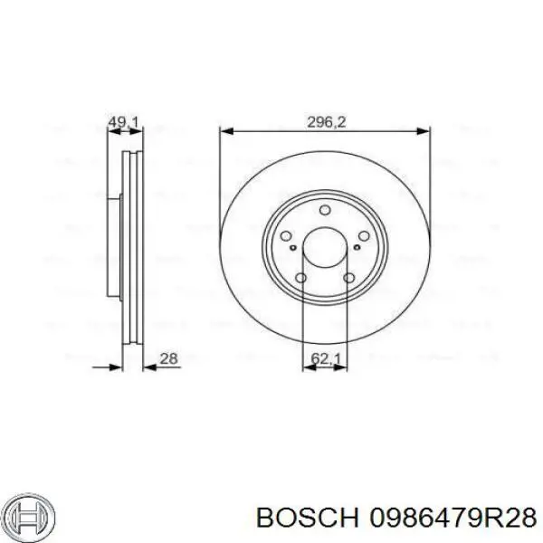 Передние тормозные диски 0986479R28 Bosch