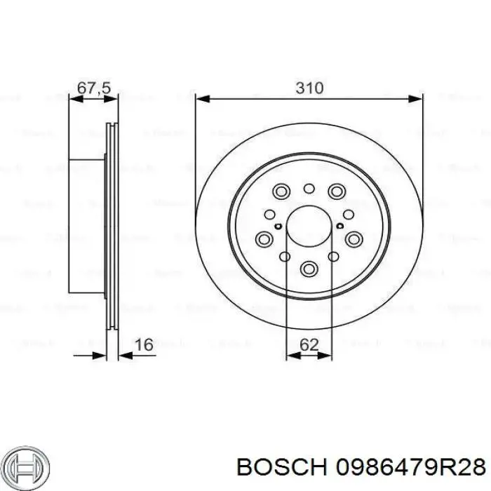 Тормоз дисковый передний Bosch 0986479R28 цена, от 42.37 USD