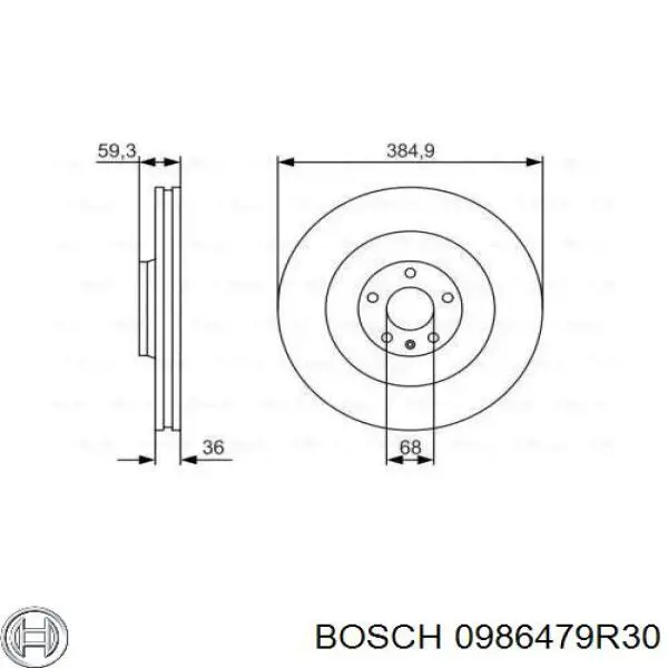 Передние тормозные диски 0986479R30 Bosch