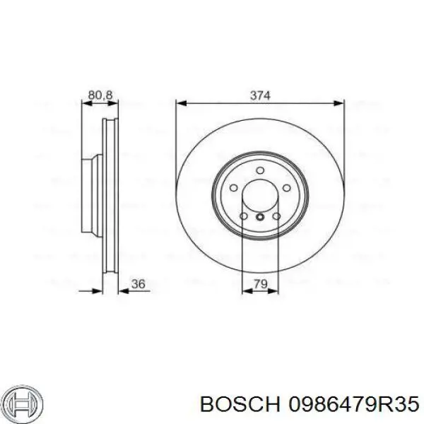 Передние тормозные диски 0986479R35 Bosch