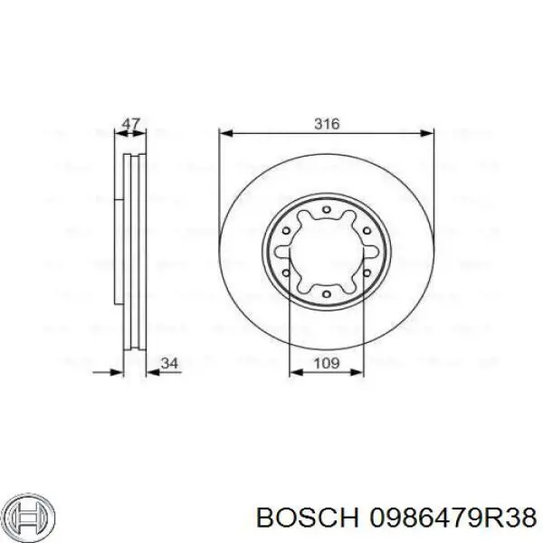 0986479R38 Bosch тормозные диски