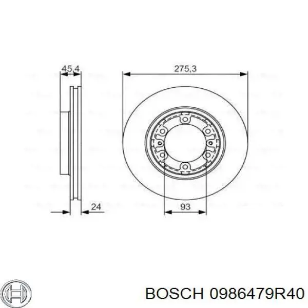 0986479R40 Bosch Диск тормозной передний