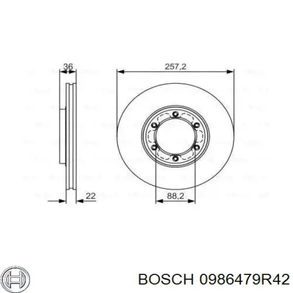 Передние тормозные диски 0986479R42 Bosch