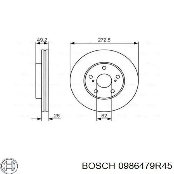 Передние тормозные диски 0986479R45 Bosch