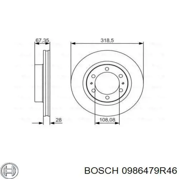 Передние тормозные диски 0986479R46 Bosch