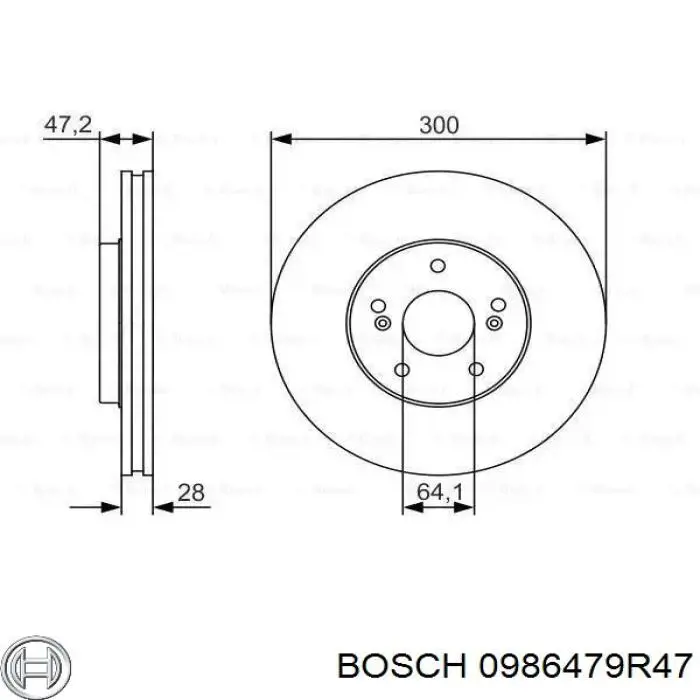 0986479R47 Bosch диск тормозной передний
