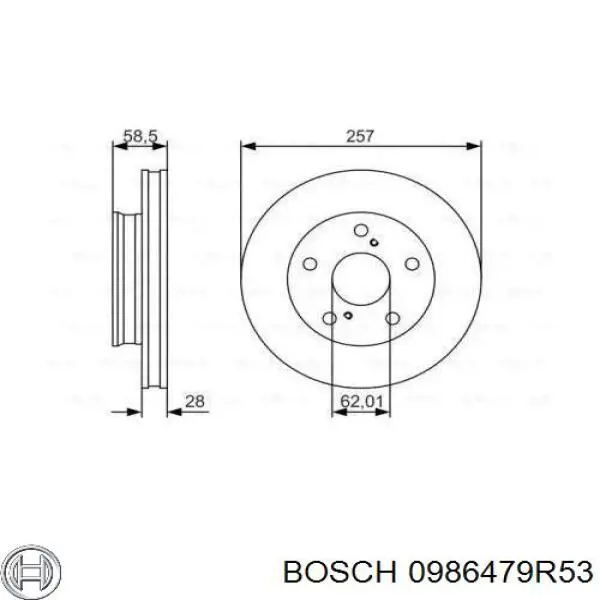 Передние тормозные диски 0986479R53 Bosch